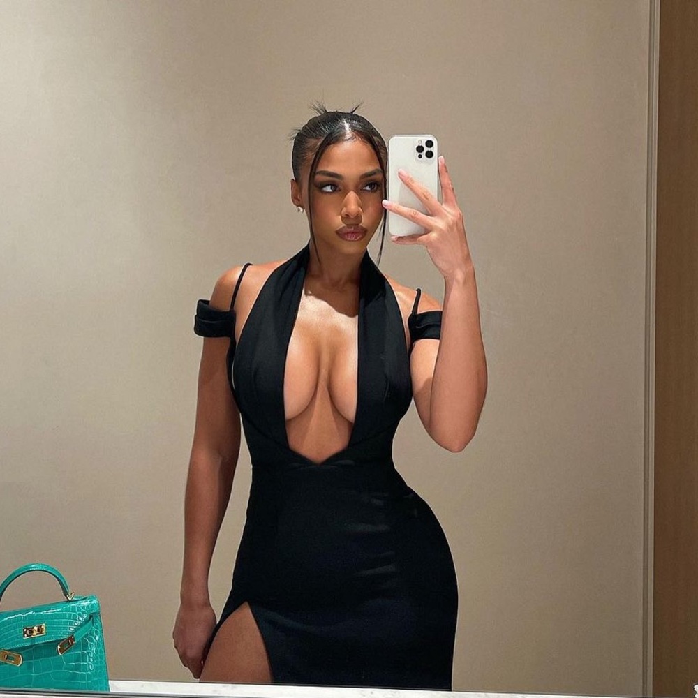 LaQuan Smith Black Midi Dress